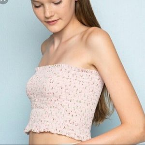 BRANDY MELVILLE pink cleo tube top floral